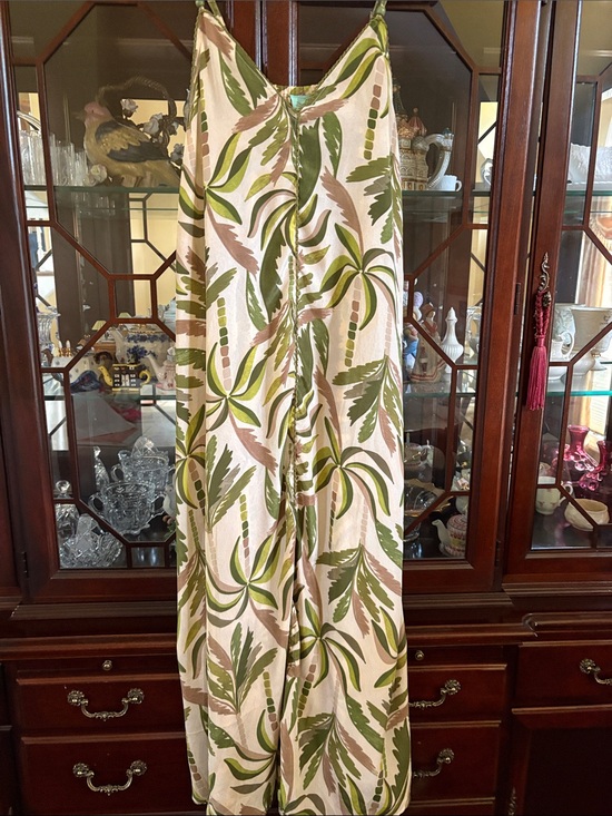 True Destinations Dresses & Skirts - Green Palm-Print Slip Dress
